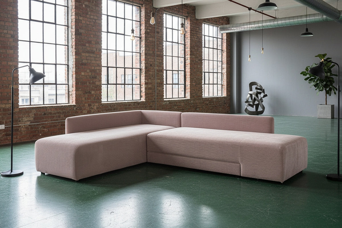 KAWOLA Schlafsofa SADIRA Ecksofa Cord taupe