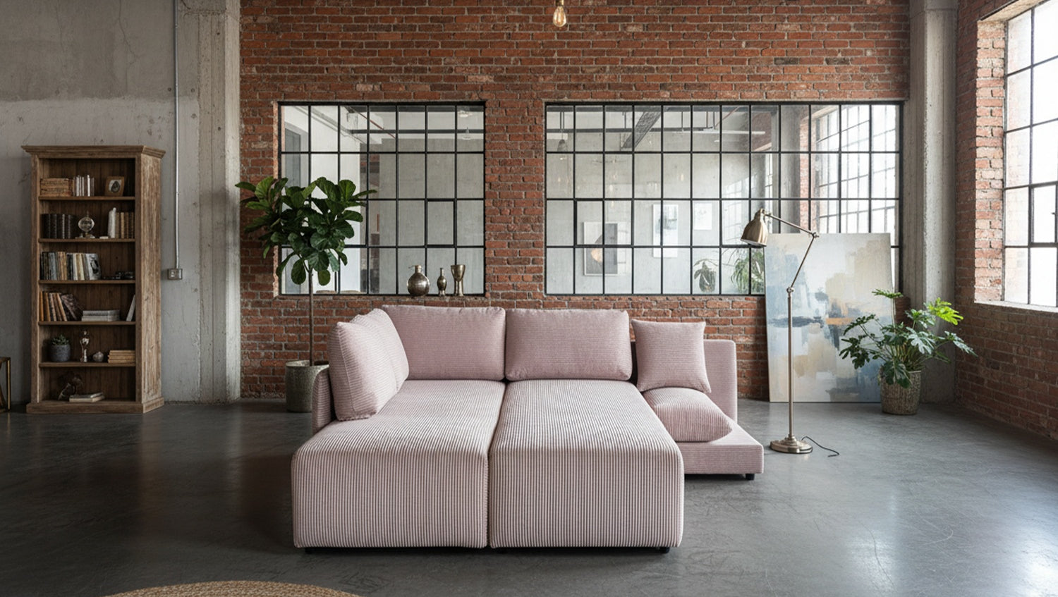 KAWOLA Schlafsofa SADIRA Ecksofa Cord taupe