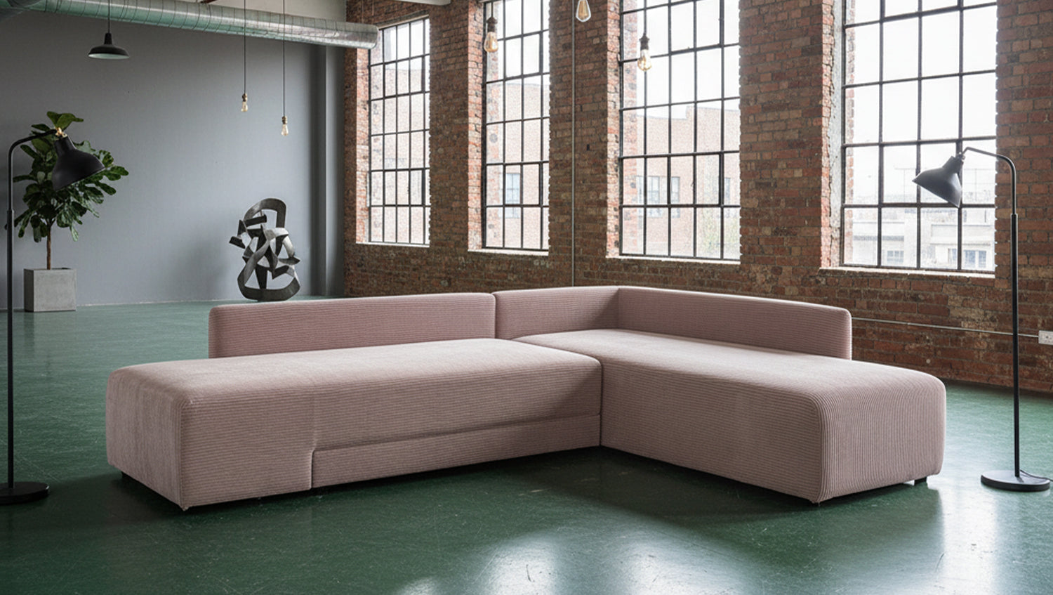 KAWOLA Schlafsofa SADIRA Ecksofa Cord taupe