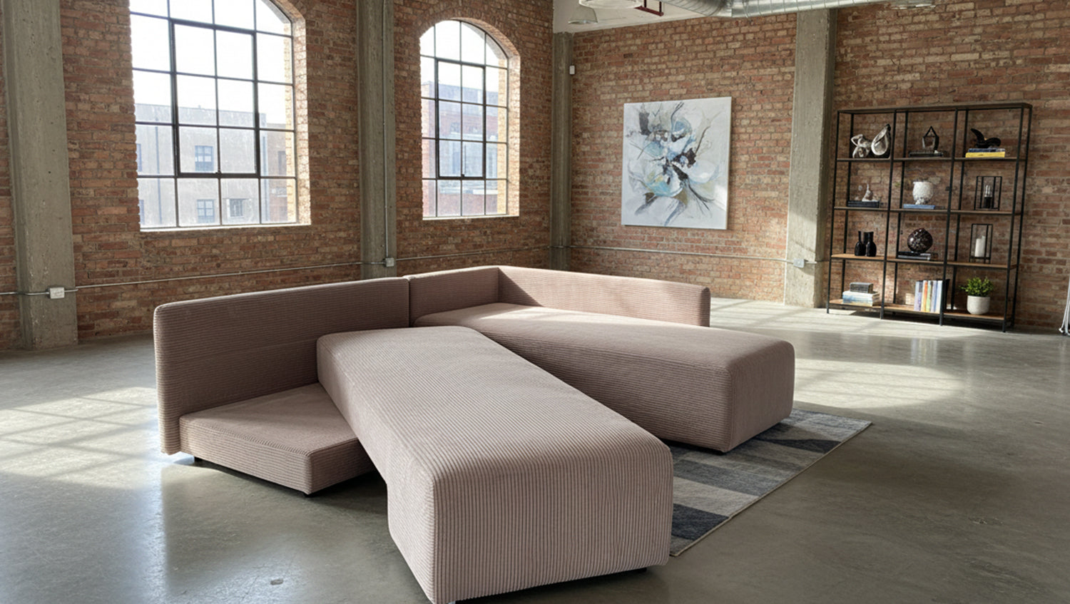 KAWOLA Schlafsofa SADIRA Ecksofa Cord taupe
