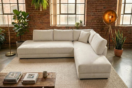 KAWOLA Schlafsofa SADIRA Ecksofa Stoff cremeweiß, Rechts