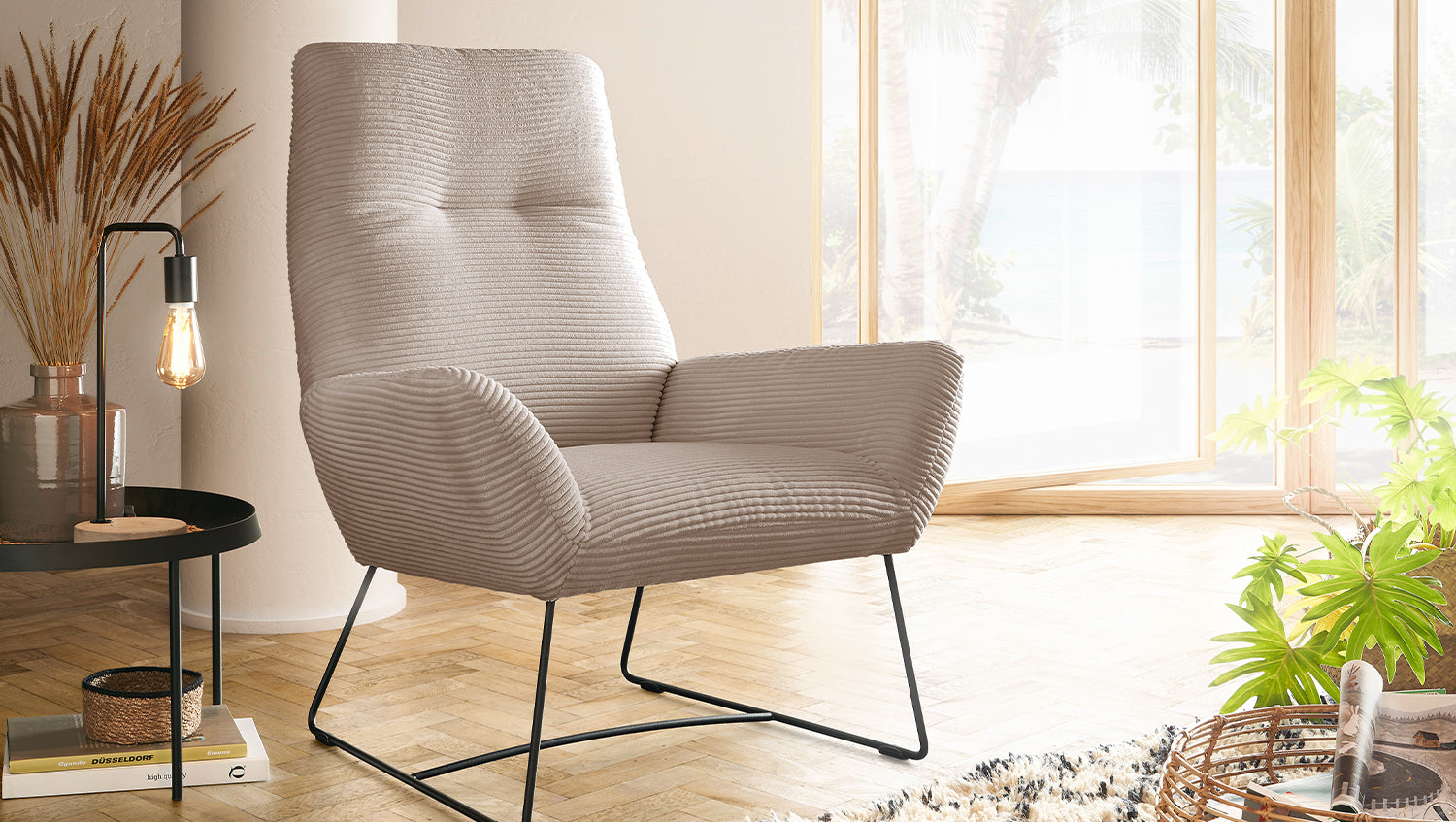 KAWOLA Sessel BISA Cord taupe