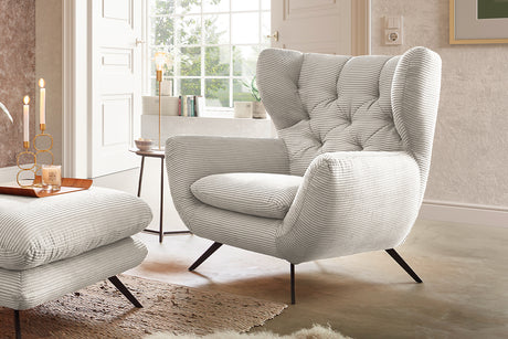 KAWOLA Sessel CHARME Hochlehnsessel Cord cremeweiß