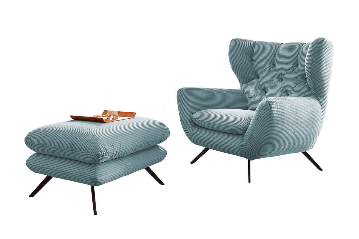 KAWOLA Sessel CHARME Hochlehnsessel Cord hellblau