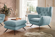 KAWOLA Sessel CHARME Hochlehnsessel Cord hellblau, Mit Fußhocker