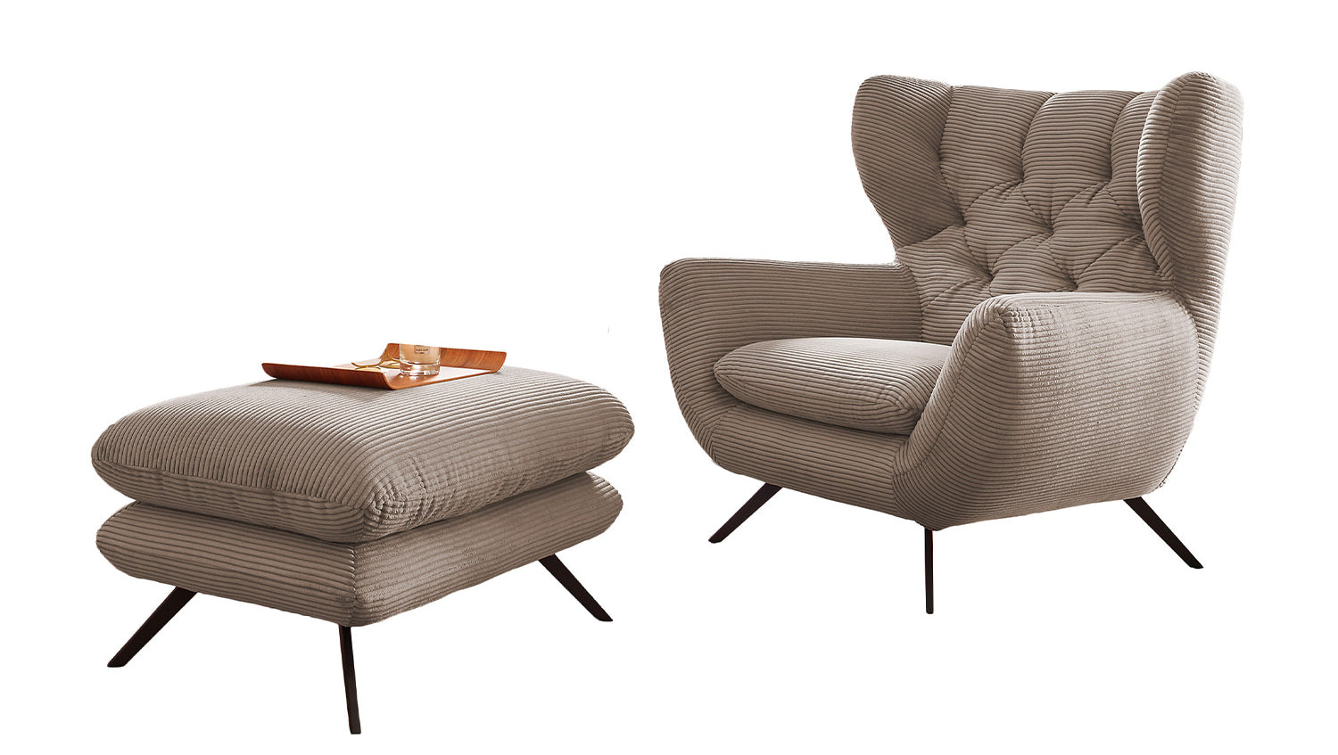 KAWOLA Sessel CHARME Hochlehnsessel Cord taupe