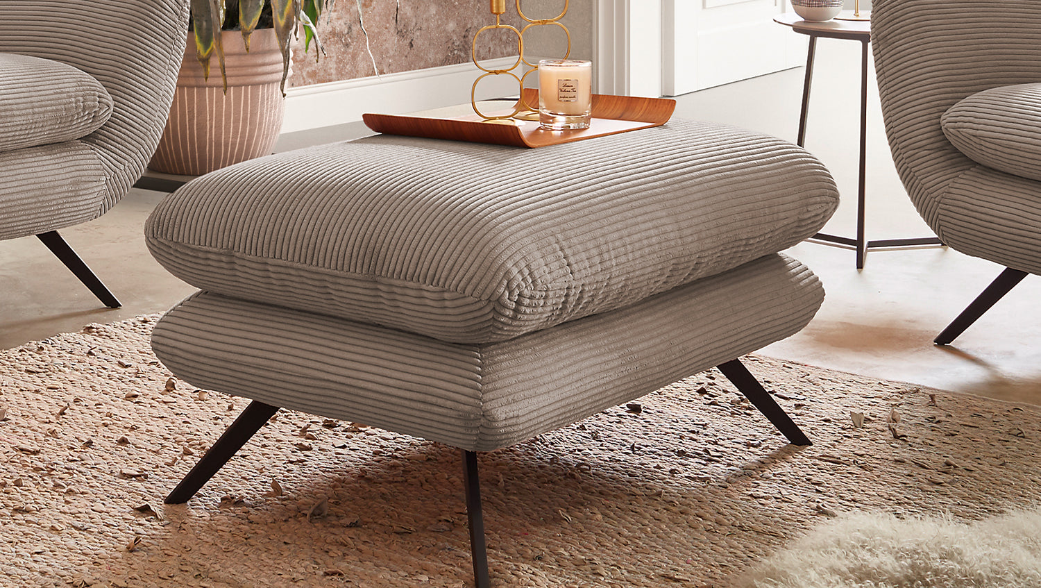 KAWOLA Sessel CHARME Hochlehnsessel Cord taupe