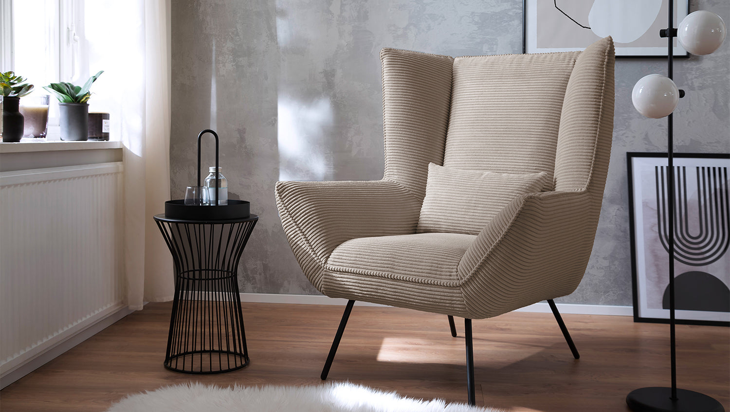 KAWOLA Sessel IVA Relaxsessel Cord taupe