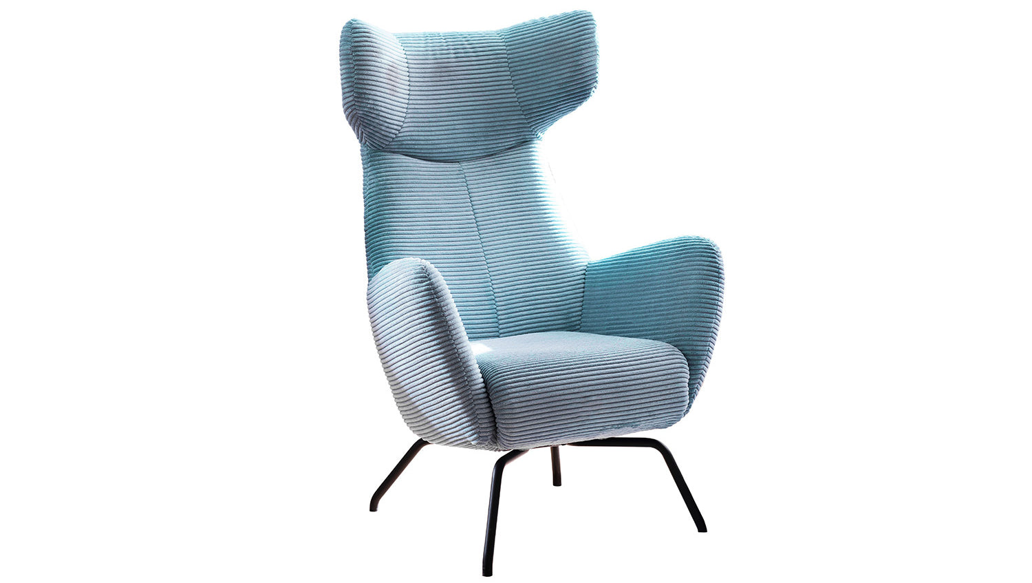 KAWOLA Sessel LOTTE Ohrensessel Cord hellblau