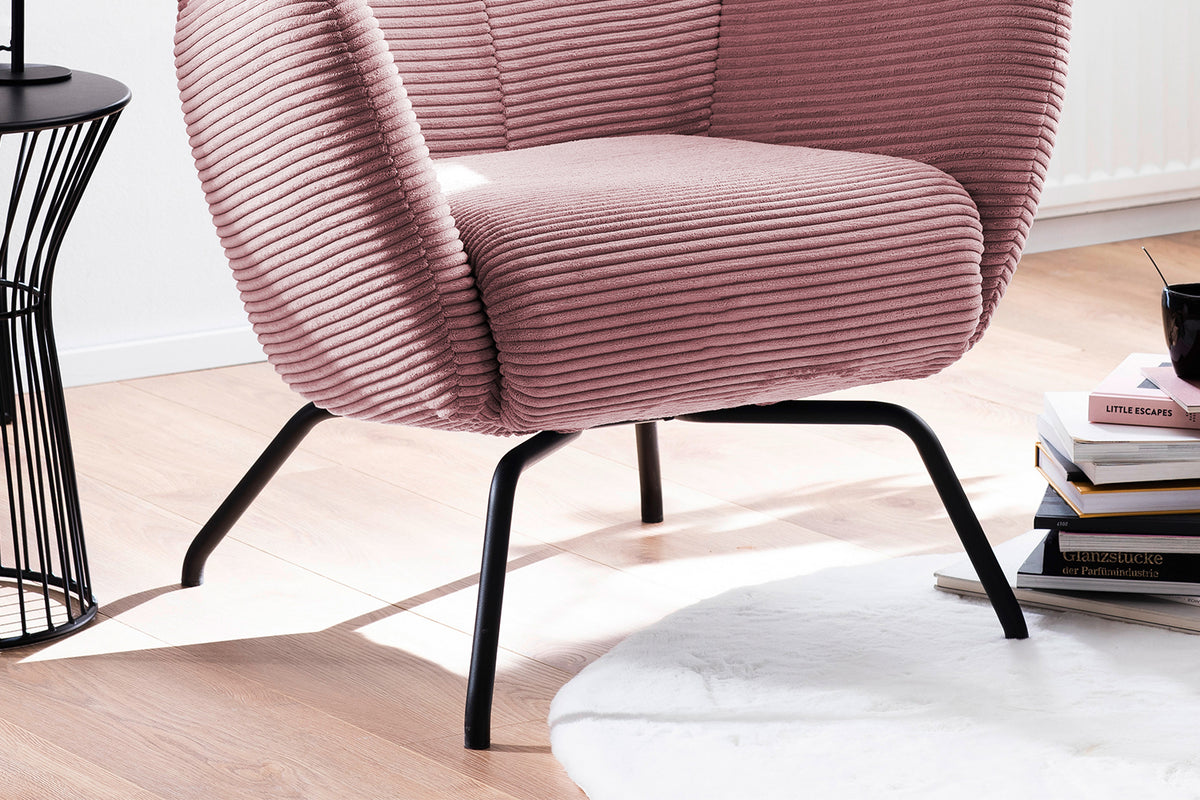 KAWOLA Sessel LOTTE Ohrensessel Cord rosa