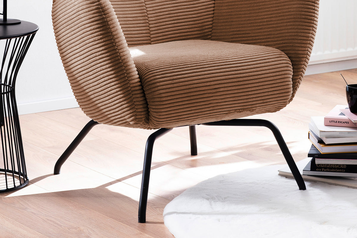 KAWOLA Sessel LOTTE Ohrensessel Cord rost