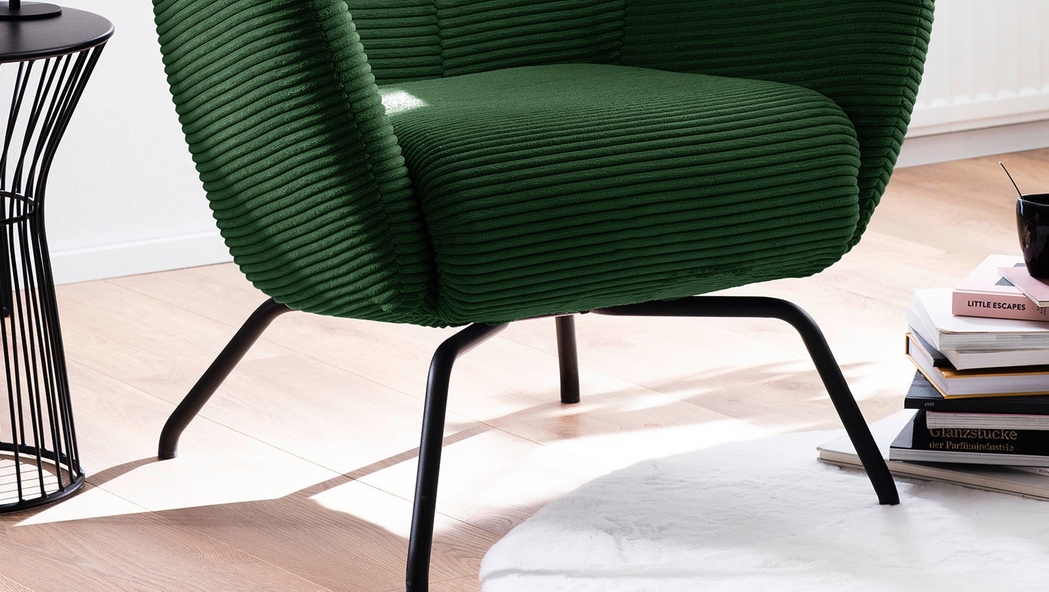 KAWOLA Sessel LOTTE Ohrensessel Cord smaragd