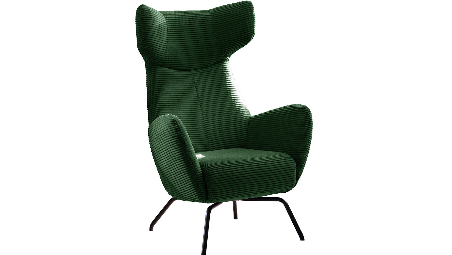 KAWOLA Sessel LOTTE Ohrensessel Cord smaragd