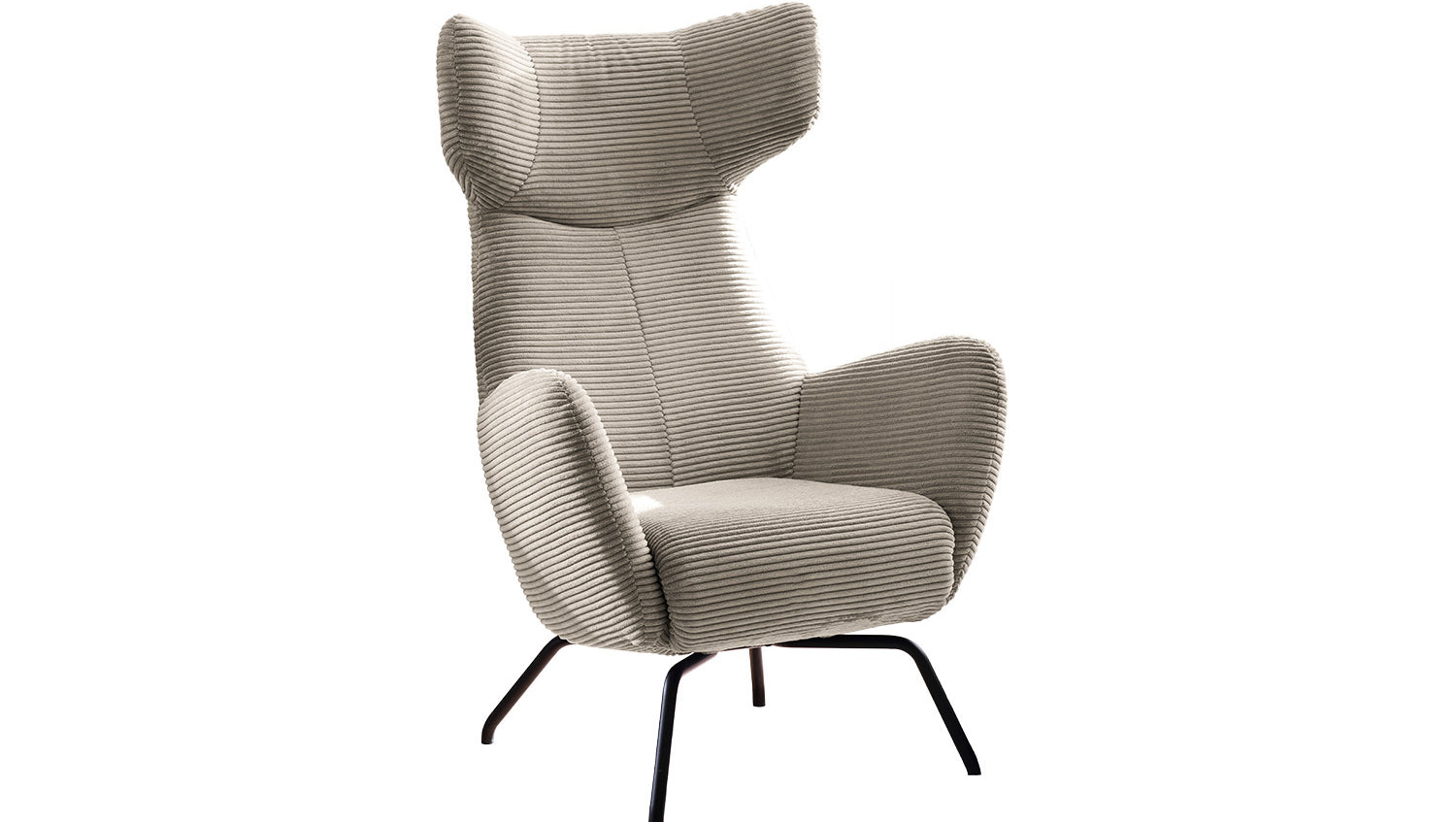 KAWOLA Sessel LOTTE Ohrensessel Cord steingrau
