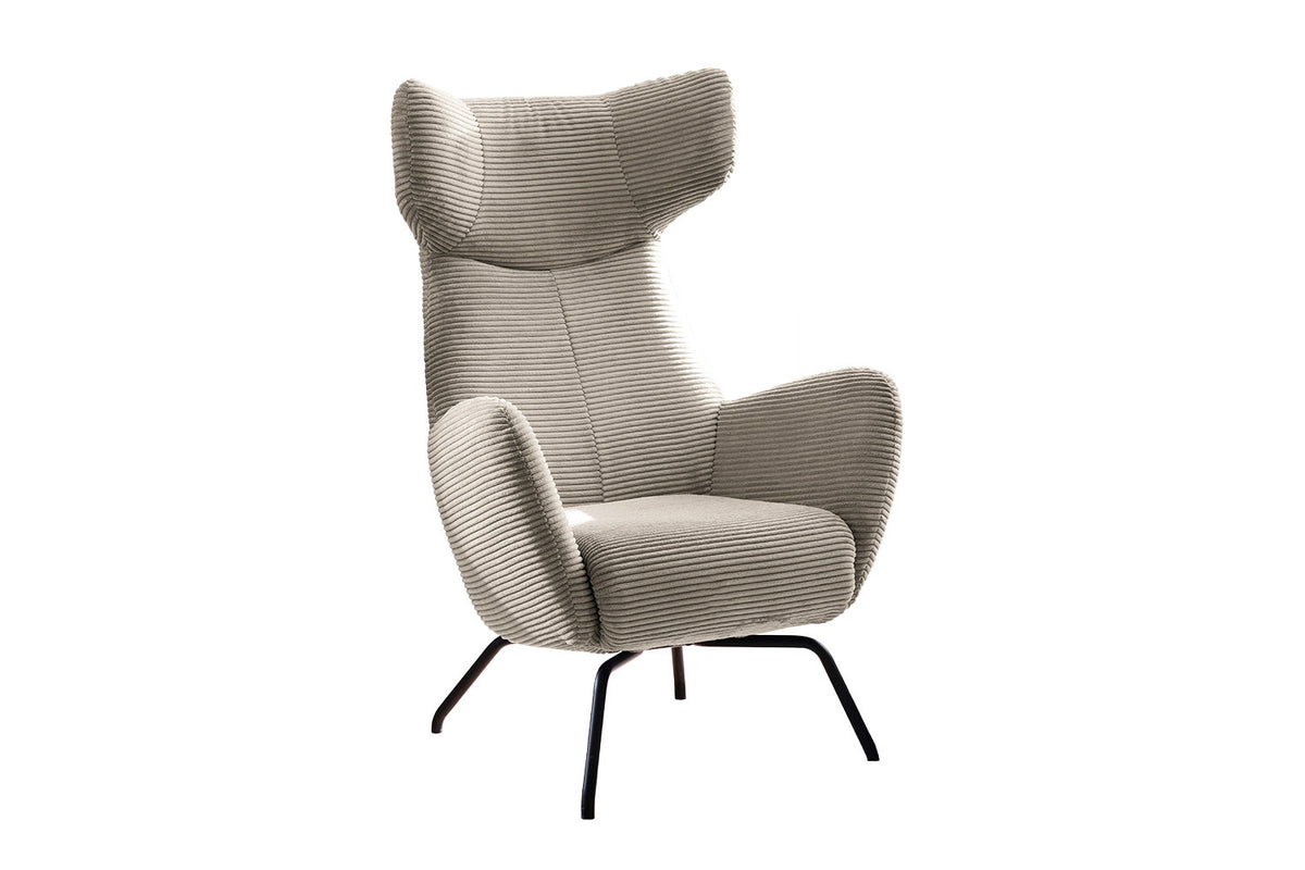 KAWOLA Sessel LOTTE Ohrensessel Cord steingrau