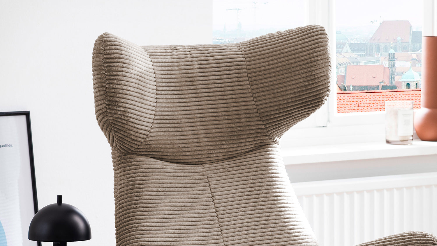 KAWOLA Sessel LOTTE Ohrensessel Cord taupe