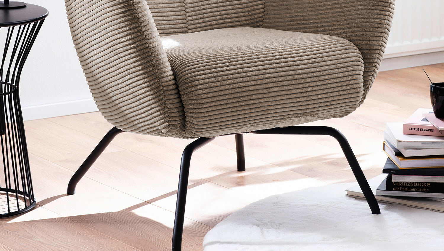 KAWOLA Sessel LOTTE Ohrensessel Cord taupe