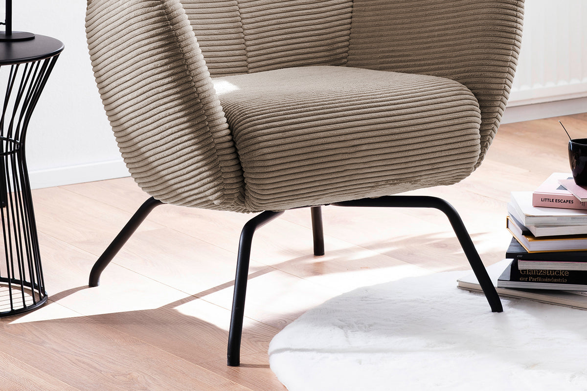 KAWOLA Sessel LOTTE Ohrensessel Cord taupe