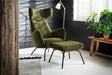 KAWOLA Sessel LOTTE Ohrensessel velvet olivgrün mit Hocker