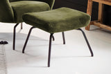 KAWOLA Sessel LOTTE Ohrensessel velvet olivgrün mit Hocker