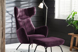 KAWOLA Sessel LOTTE Ohrensessel velvet purple mit Hocker