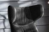 KAWOLA Sessel LOTTE Ohrensessel velvet schwarz mit Hocker
