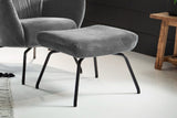 KAWOLA Sessel LOTTE Ohrensessel velvet silber mit Hocker