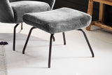 KAWOLA Sessel LOTTE Ohrensessel velvet silber mit Hocker