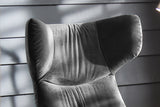KAWOLA Sessel LOTTE Ohrensessel velvet stone mit Hocker