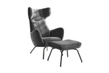 KAWOLA Sessel LOTTE Ohrensessel velvet stone mit Hocker