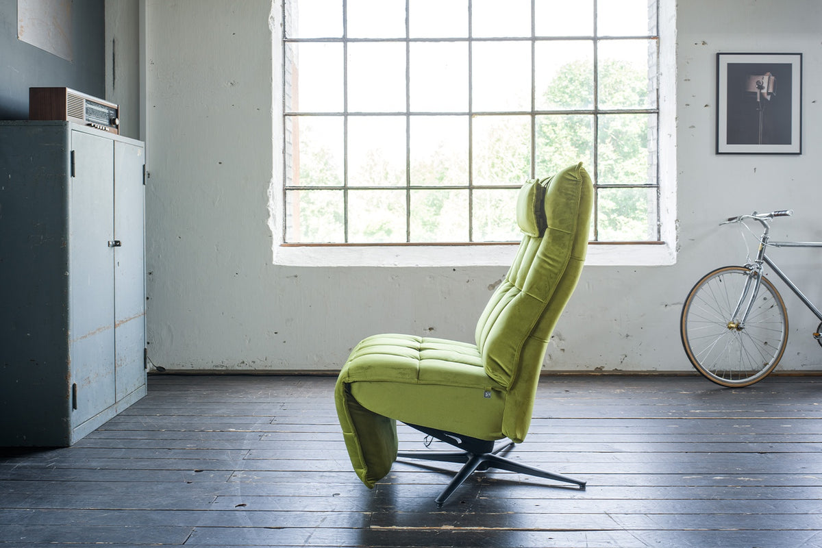 KAWOLA Sessel MIKO Relaxsessel drehbar Velvet grün