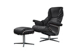 KAWOLA Sessel MODO Relaxsessel drehbar Leder schwarz mit Hocker