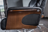 KAWOLA Sessel TOSAR Relaxsessel drehbar Leder schwarz mit Hocker