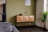 KAWOLA Sideboard ANJO 3 Türen 1 Ablage Eiche furniert braun Metall schwarz pulverbeschichtet