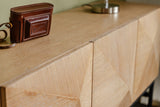 KAWOLA Sideboard ANJO 3 Türen 1 Ablage Eiche furniert braun Metall schwarz pulverbeschichtet