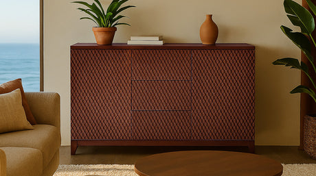 KAWOLA Sideboard COPAS 2 Türen 3 Schubladen Eiche furniert braun
