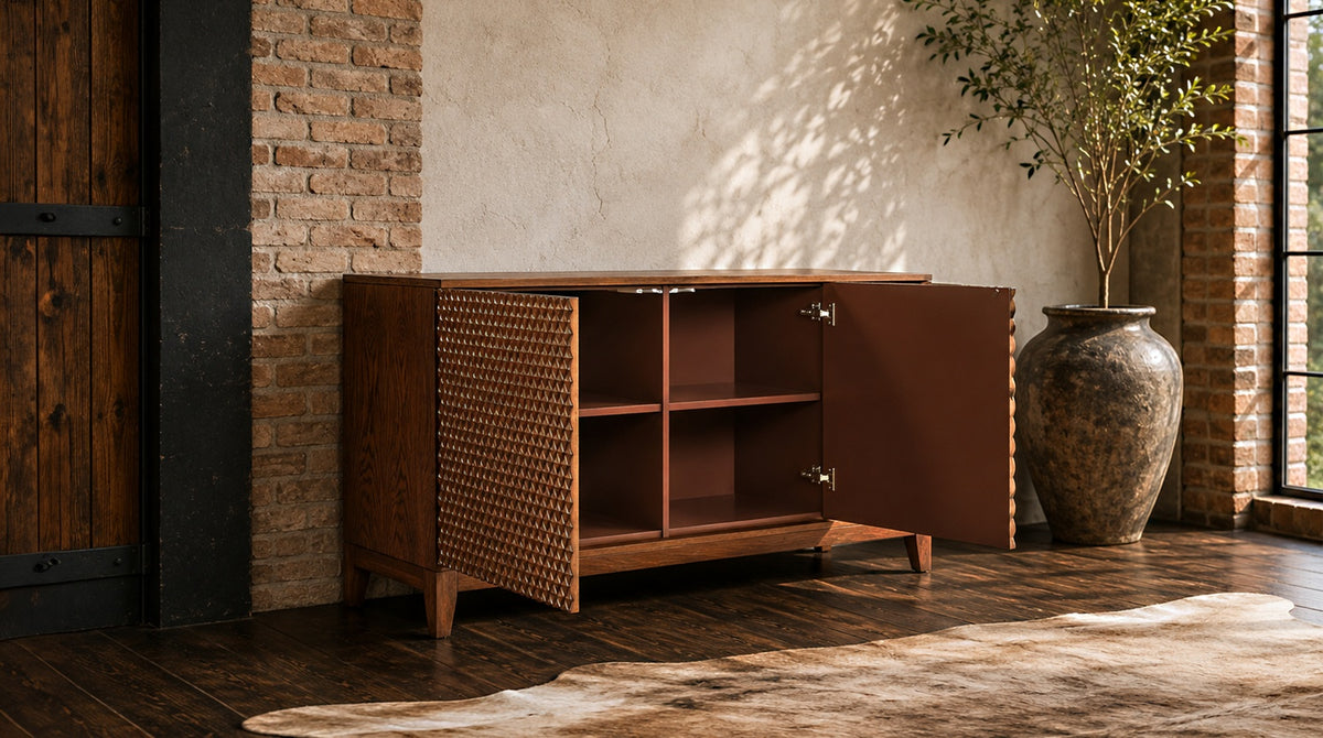 KAWOLA Sideboard COPAS 3 Türen Eiche furniert braun