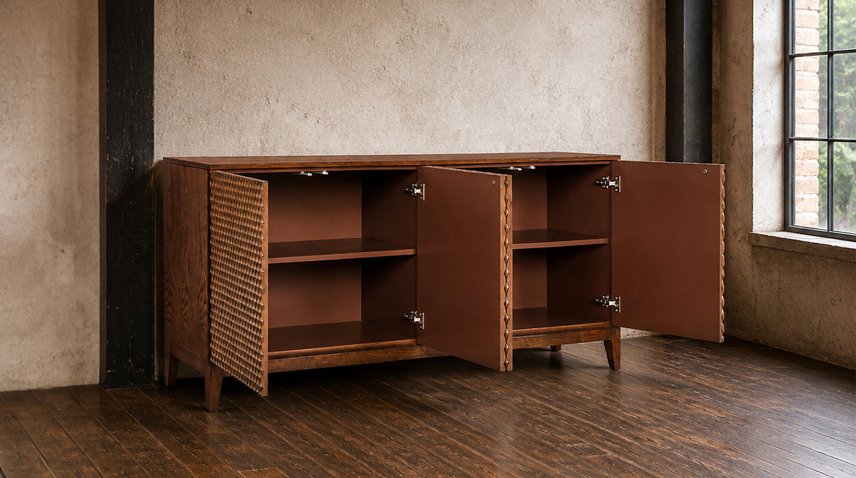 KAWOLA Sideboard COPAS 4 Türen Eiche furniert braun