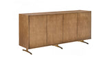 KAWOLA Sideboard GALA 4 Türen Kunstleder goldfarben Fuß Edelstahl gebürstet