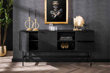 KAWOLA Sideboard LORCA Mango massiv schwarz 2 Türen 2 Schubladen