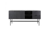 KAWOLA Sideboard LORCA Mango massiv schwarz 2 Türen 2 Schubladen