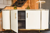 KAWOLA Sideboard MARIA Marmorplatte Kunstleder weiß