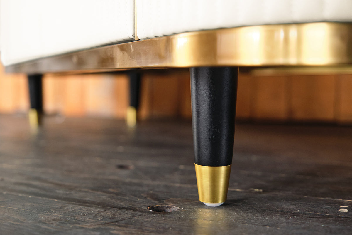 KAWOLA Sideboard MARIA Marmorplatte Kunstleder weiß