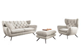 KAWOLA Sitzgruppe CHARME Sofa Sessel Hockerbank Cord cremeweiß