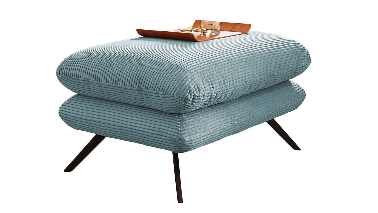 KAWOLA Sitzgruppe CHARME Sofa Sessel Hockerbank Cord hellblau