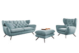 KAWOLA Sitzgruppe CHARME Sofa Sessel Hockerbank Cord hellblau