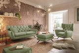 KAWOLA Sitzgruppe CHARME Sofa Sessel Hockerbank Cord olivgrün, 2.5-Sitzer