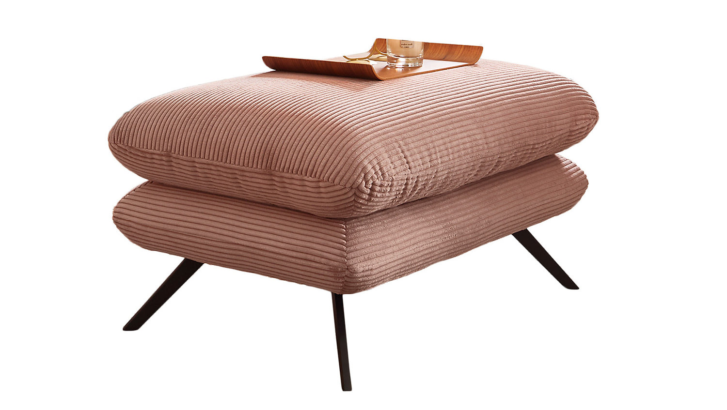 KAWOLA Sitzgruppe CHARME Sofa Sessel Hockerbank Cord rosa