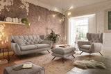 KAWOLA Sitzgruppe CHARME Sofa Sessel Hockerbank Cord taupe, 3-Sitzer