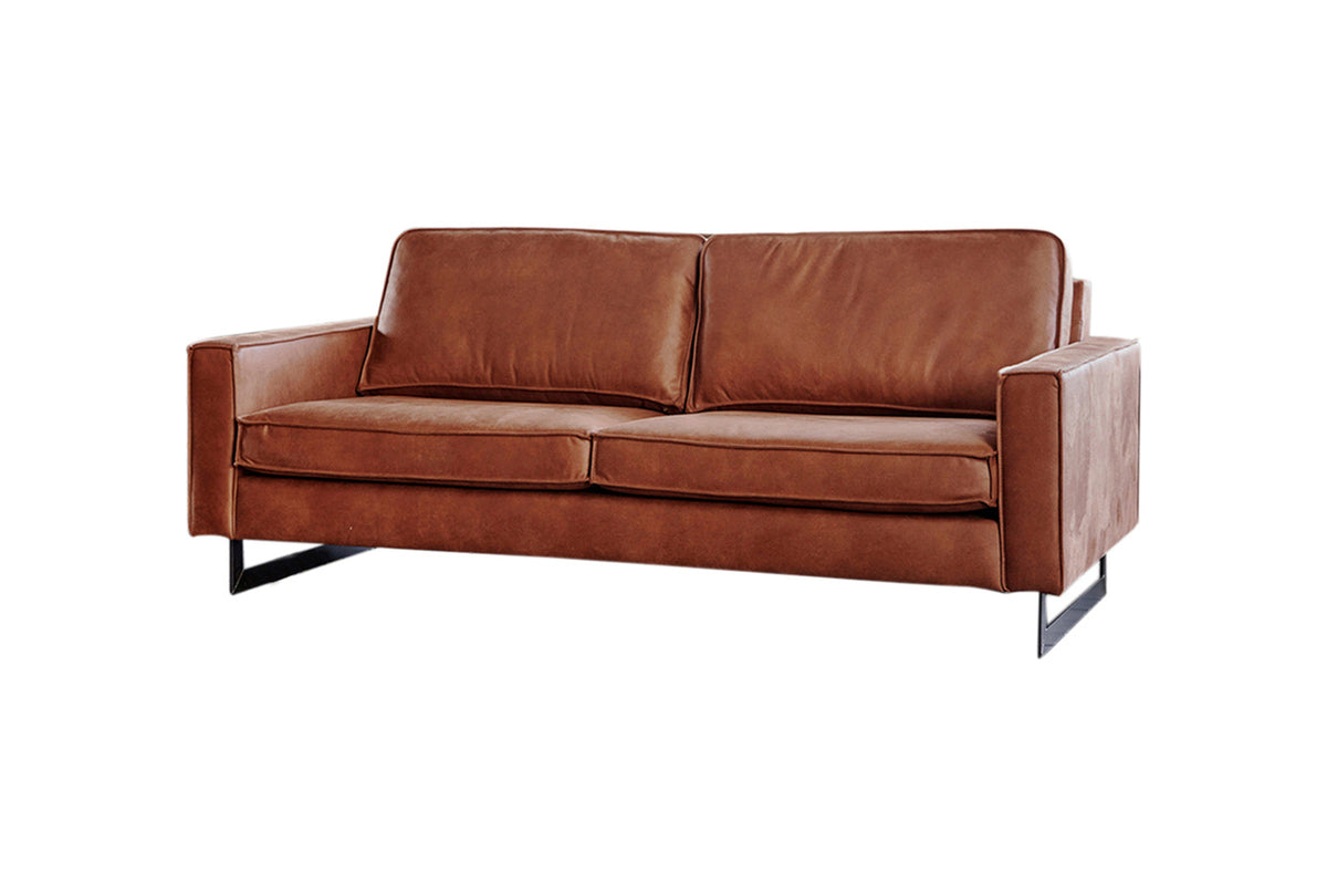 KAWOLA Sitzgruppe VILNIUS 3-Sitzer Sofa und 2-Sitzer Sofa Kunstleder mit Lederanteil cognac